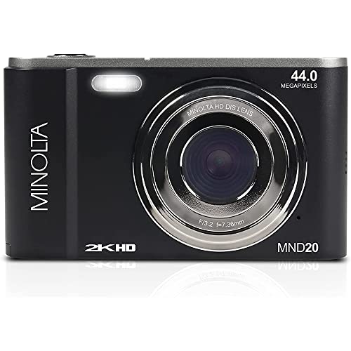 Minolta MND20 44 MP / 2.7K Ultra HD Digital Camera Bundle with Lexar 64GB High-Performance 800x UHS-I SDHC Memory Card Blue Series