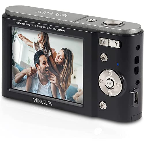 Minolta MND20 44 MP / 2.7K Ultra HD Digital Camera Bundle with Lexar 64GB High-Performance 800x UHS-I SDHC Memory Card Blue Series