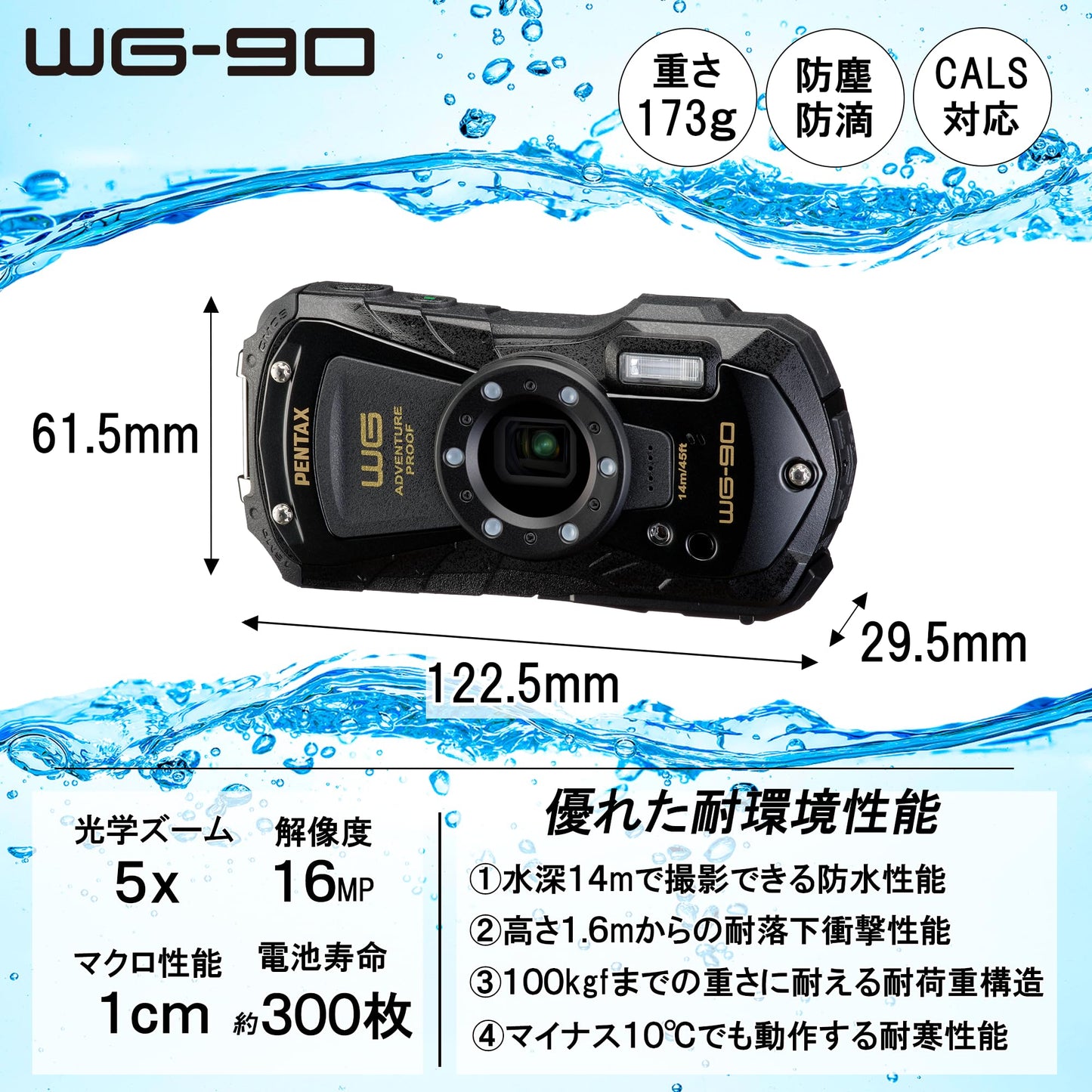 PENTAX WG-90 Waterproof Camera (Black)