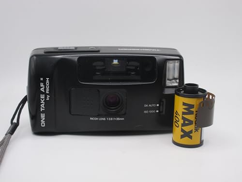 Ricoh Timekeeper One Take AF II Point and Shoot Film Camera 35mm Bundle with Kodak Max 400 Roll of Film