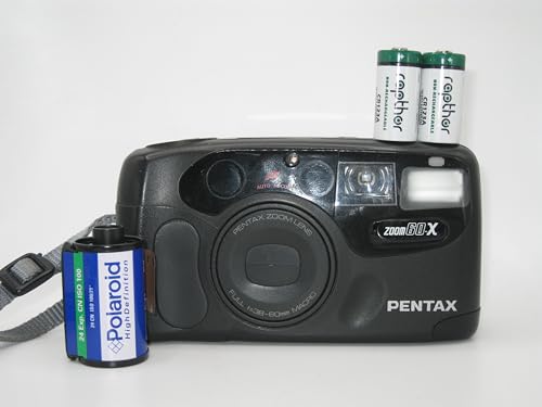 Pentax Zoom 60-X Camera 35mm Point & Shoot Polaroid Film Bundle Auto Focus Zoom Lens Flash Vintage Photography Retro Easy to Use Beginners Collectors All in One Kit with Batteries
