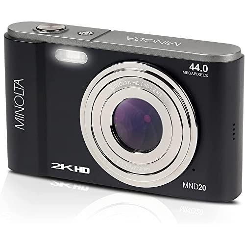 Minolta MND20 44 MP / 2.7K Ultra HD Digital Camera Bundle with Lexar 64GB High-Performance 800x UHS-I SDHC Memory Card Blue Series
