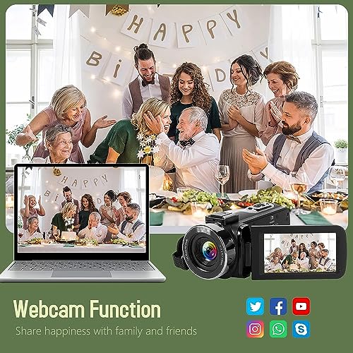 Video Camera Camcorder, 2.7K Camcorder 42MP 18X Digital Video Camera for YouTube 3.0'' 270 Degree Rotation Screen Video Recorder Vlogging Camera with Remote Control and Two Batteries