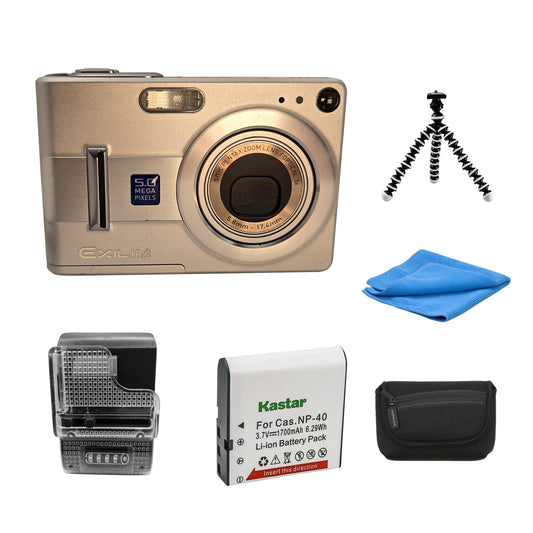 Yahemi Exilim Ex-Z55 5MP Compact Digital Camera Bundle with Carrying case, Tripod, Battery & Charger and a Microfiber Cloth [Silver]