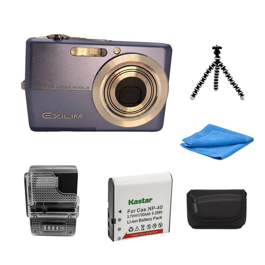 Yahemi Exilim EX Z600 Compact Digital Camera Bundle with Tripod, Carrying case, Battery and Charger & a Microfiber Cloth. [Blue]
