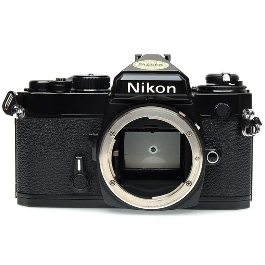 Black Nikon FE SLR film camera