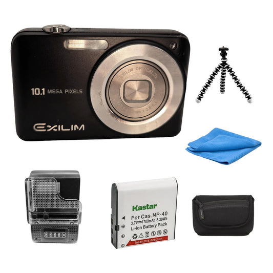 Yahemi Exilim Ex-Z1080 Compact Digital Camera 10.1 MP Bundle with Carrying case, Tripod, Battery and Charger and a Microfiber Cloth [Black]