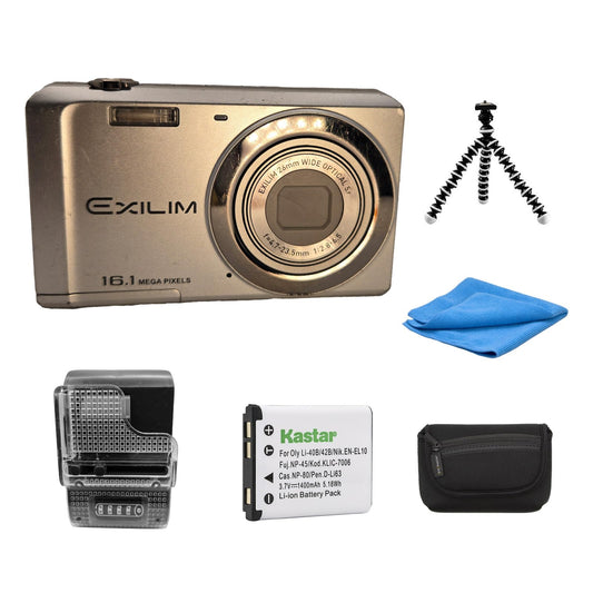 Yahemi Exilim EX-ZS6 Compact Digital Camera 16.1mp Bundle with Tripod, Carrying case, Battery and Charger & a Microfiber Cloth [Silver]