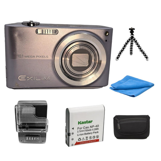 Yahemi Exilim Ex-Z200 10.1 MP Compact Digital Camera Bundle with Carrying case, Tripod, Battery & Charger and a Microfiber Cloth [Silver]