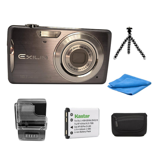Yahemi Exilim Compact Digital Camera Ex-Z270 10.1 MP Bundle with Carrying case, Tripod, Battery and Charger & a Microfiber Cloth [Silver]