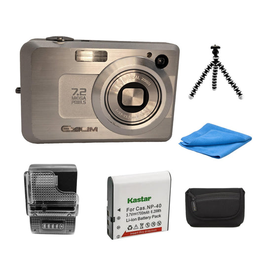 Yahemi Exilim Ex-Z750 7.2 MP Compact Digital Camera Bundle with Carrying case, Tripod, Battery and Charger and a Microfiber Cloth [Silver]