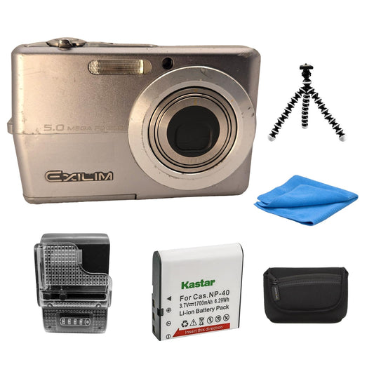 Yahemi Exilim Ex-Z500 5MP Compact Digital Camera Bundle with Carrying case, Tripod, Battery & Charger & Microfiber Cloth [Silver]