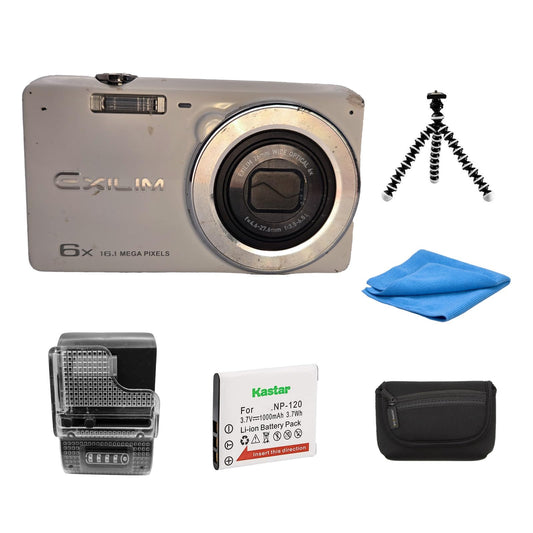 Yahemi Exilim EX-ZS80 8.1mp Compact Digital Camera Bundle with Tripod, Carrying case, Battery & Charger and a Microfiber Cloth. [White]