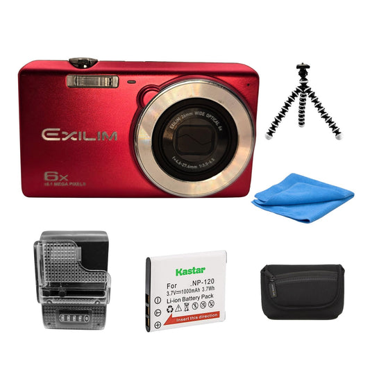 Yahemi Exilim Ex-Z900 12.1 MP Compact Digital Camera Bundle with Carrying case, Tripod, Battery and Charger & a Microfiber Cloth [Red]