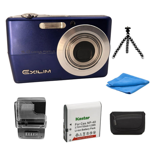 Yahemi Exilim Ex-Z500 5MP Compact Digital Camera Bundle with Carrying case, Tripod, Battery & Charger and a Microfiber Cloth [Blue]