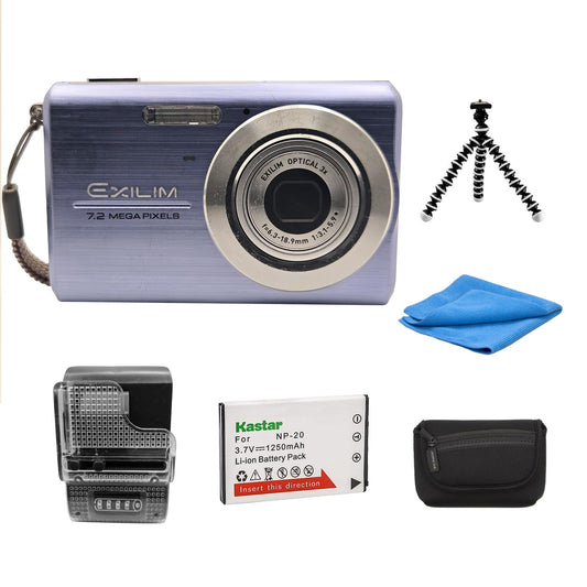 Yahemi Exilim Ex-Z75 7.32MP Compact Digital Camera Bundle with Carrying case, Tripod, Battery & Charger and a Microfiber Cloth [Metalic]