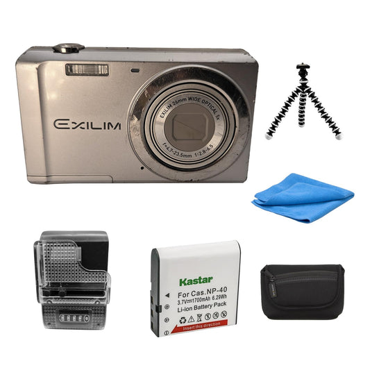 Yahemi Exilim Ex-ZS5 14.1 MP Compact Digital Camera Bundle with Carrying case, Tripod, Battery & Charger and a Microfiber Cloth [Sillver]