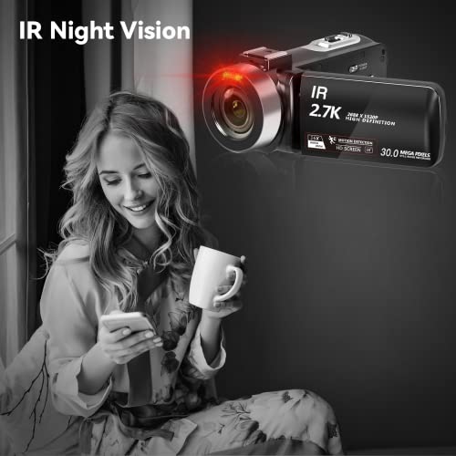 UMIMIXI Video Camera Camcorder Digital Vlogging Camera YouTube Camera UHD 2.7K 30FPS 30MP Recorder 16X Digital Zoom with 2 Batteries