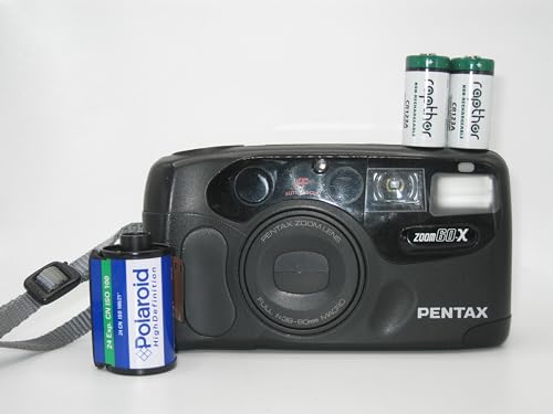 Pentax Zoom 60-X Camera 35mm Point & Shoot Polaroid Film Bundle Auto Focus Zoom Lens Flash Vintage Photography Retro Easy to Use Beginners Collectors All in One Kit with Batteries